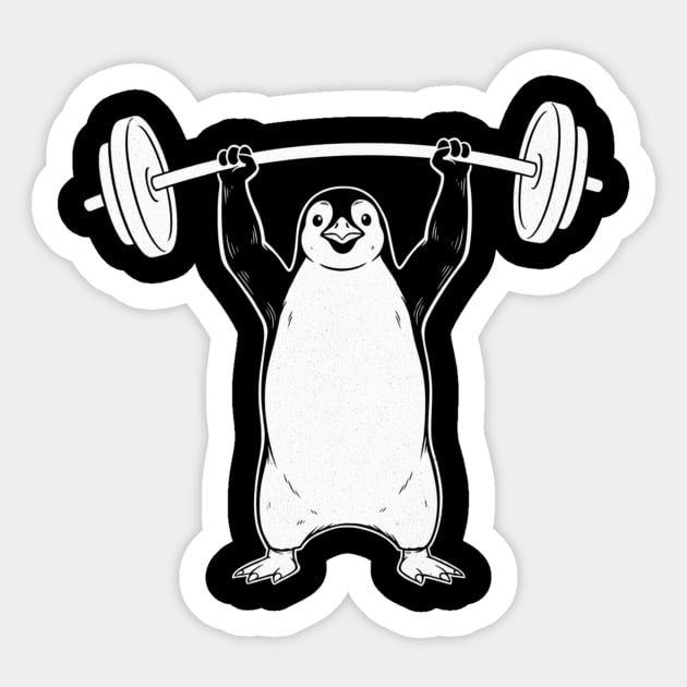 Penguin Lifting Weights Gym Fitness Funny Sticker by ArtistTee ⭐⭐⭐⭐⭐